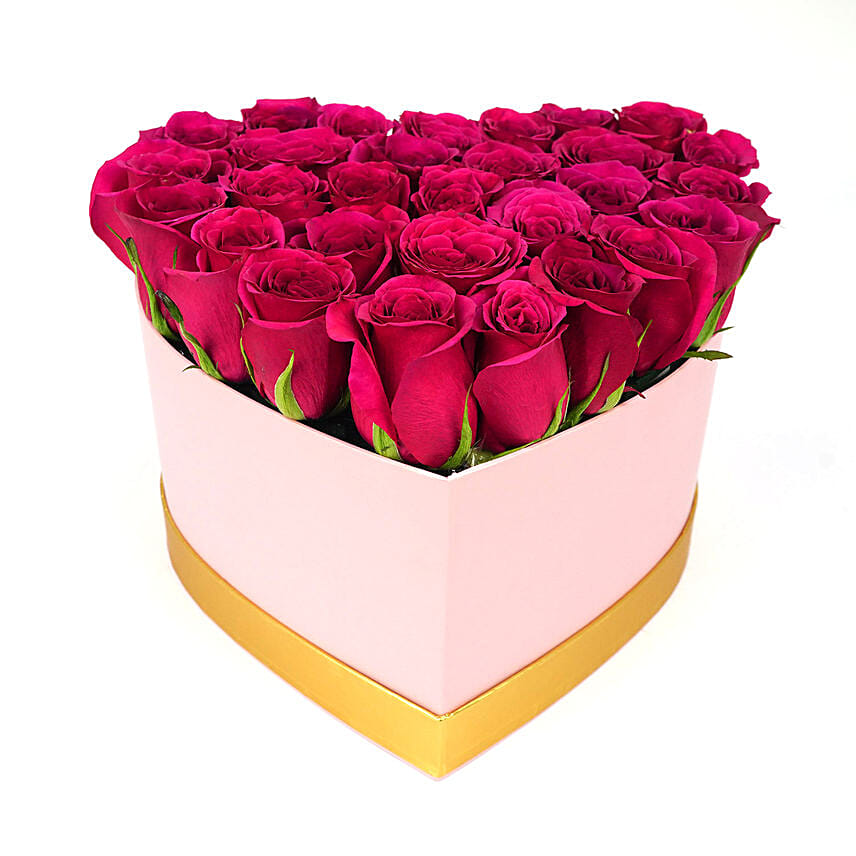 Pink Rose In Heart Shape Box Delivery In Singapore FNP SG