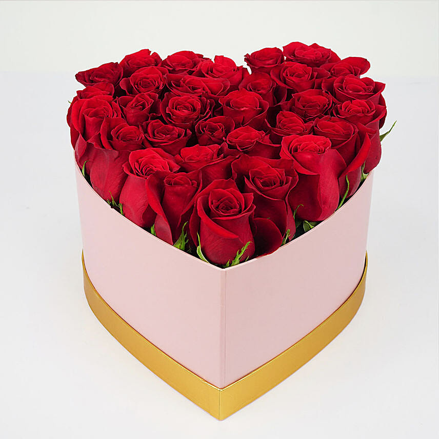 Red Rose In Heart Shape Box Delivery In Singapore FNP SG