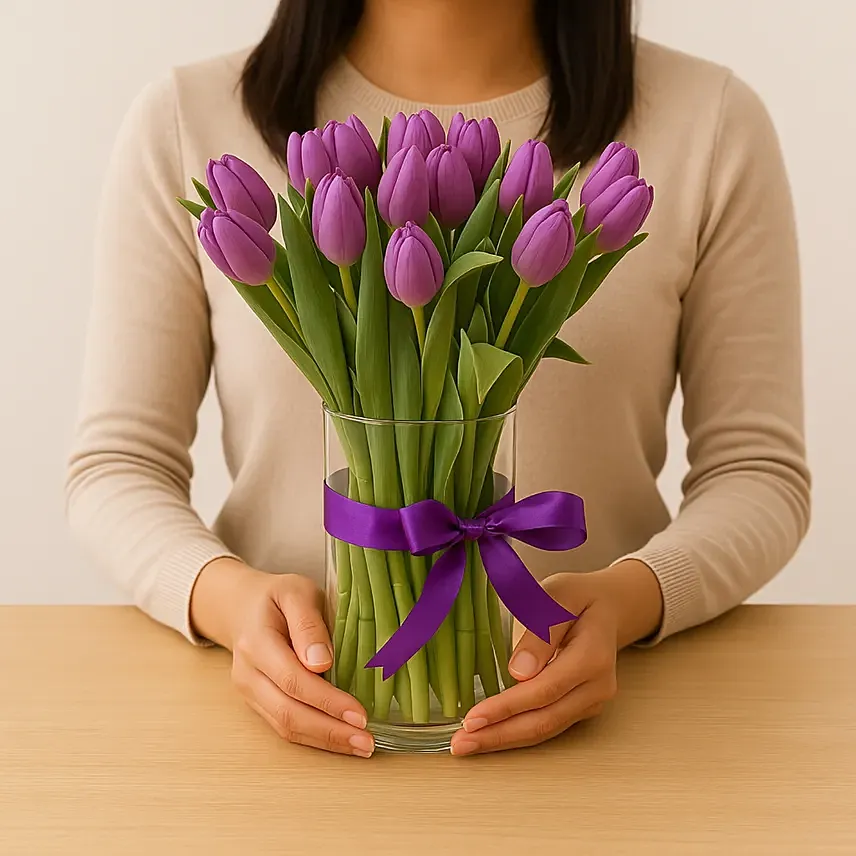 Purple Tulip Arrangement: 